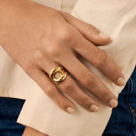 Large ring CURVE - Golden - All jewellery  | Agatha