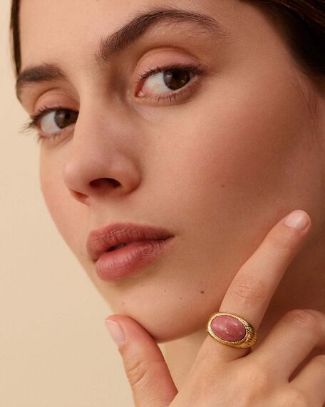 Large ring PETRA - Rhodonite / gold - All jewellery  | Agatha