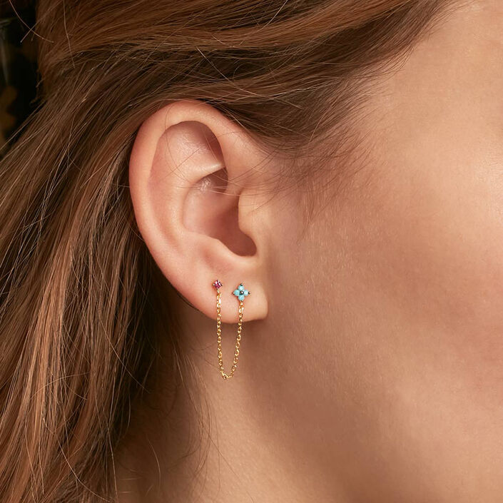 Piercing stud MIX& MATCH - Turquoise / Gold - All jewellery  | Agatha