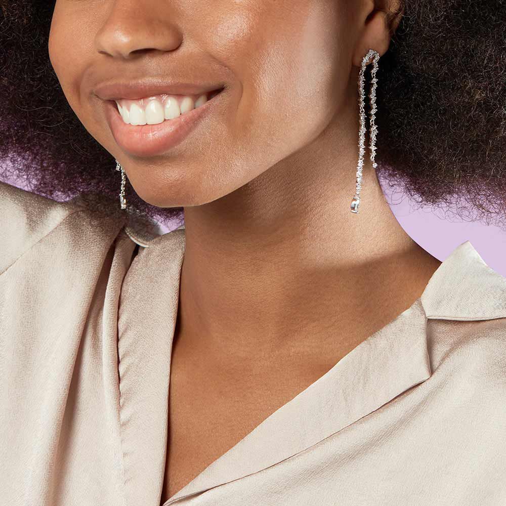 Long earrings PLEIADES - Crystal / Silver - Outlet  | Agatha