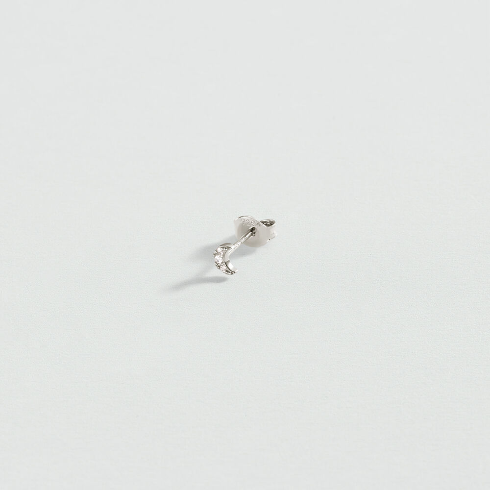 Single stud earring MOON MIX & MATCH - Crystal / Silver - Genuine silver  | Agatha