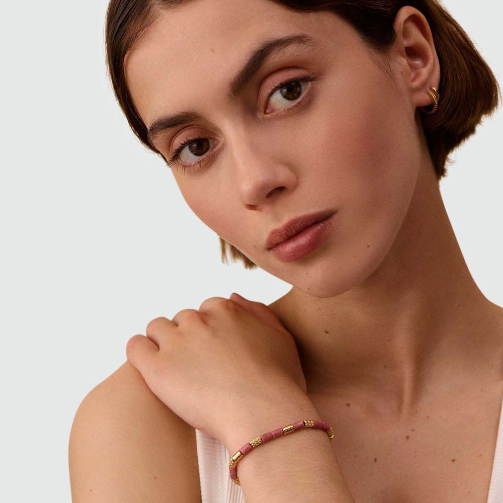 Link bracelet PETRA - Rhodochrosyte / gold - Bracelets  | Agatha