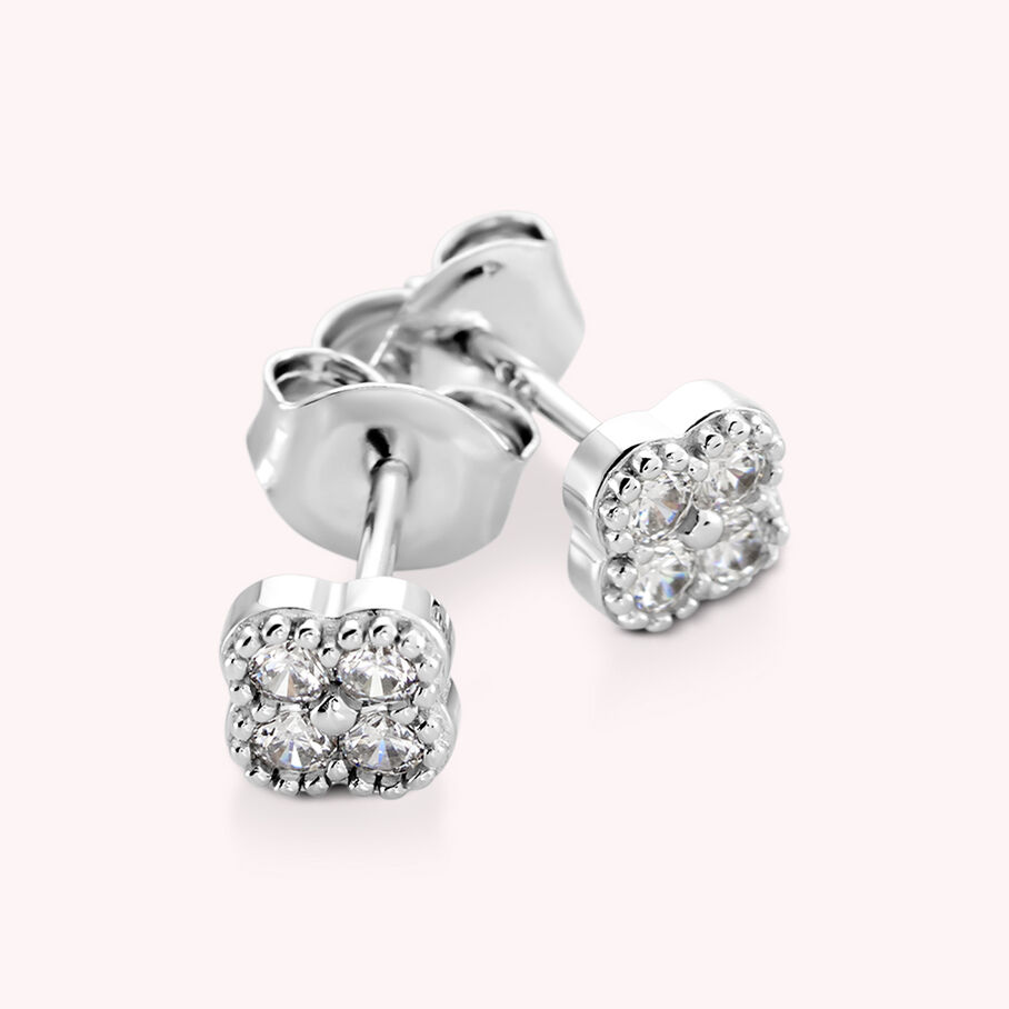 Stud earrings BELOVED - Crystal / Silver - All earings  | Agatha
