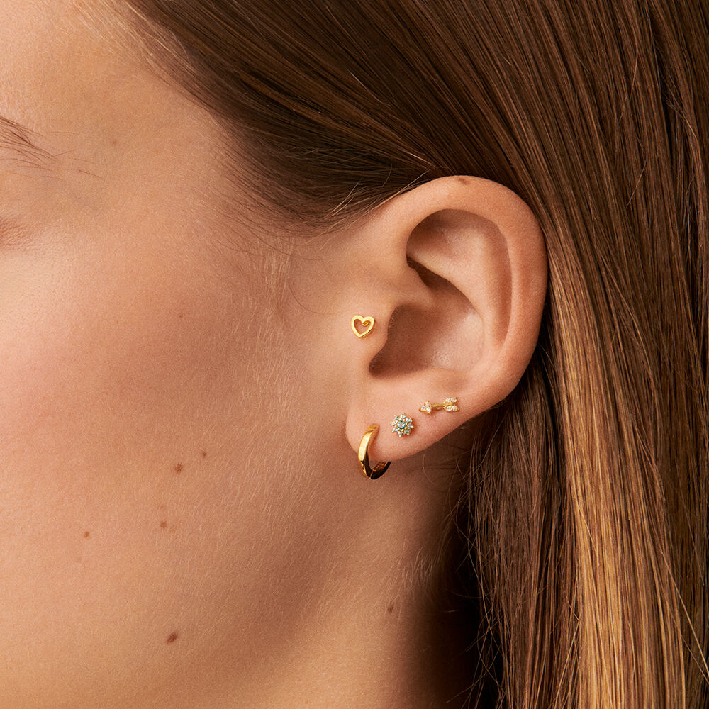 Piercing stud FLEURIE - Turquoise / Gold - Coloured jewels  | Agatha