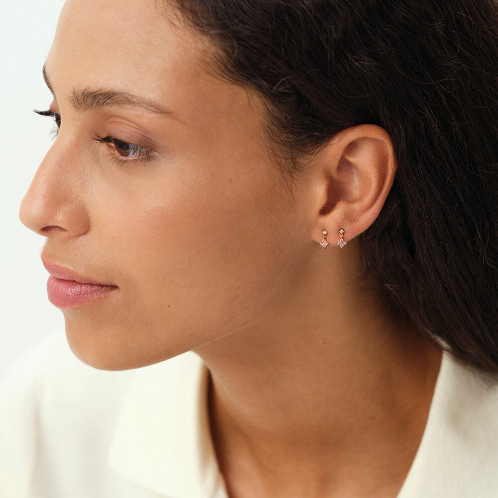 Stud earrings BELOVED - Pink / Gold - Genuine silver  | Agatha