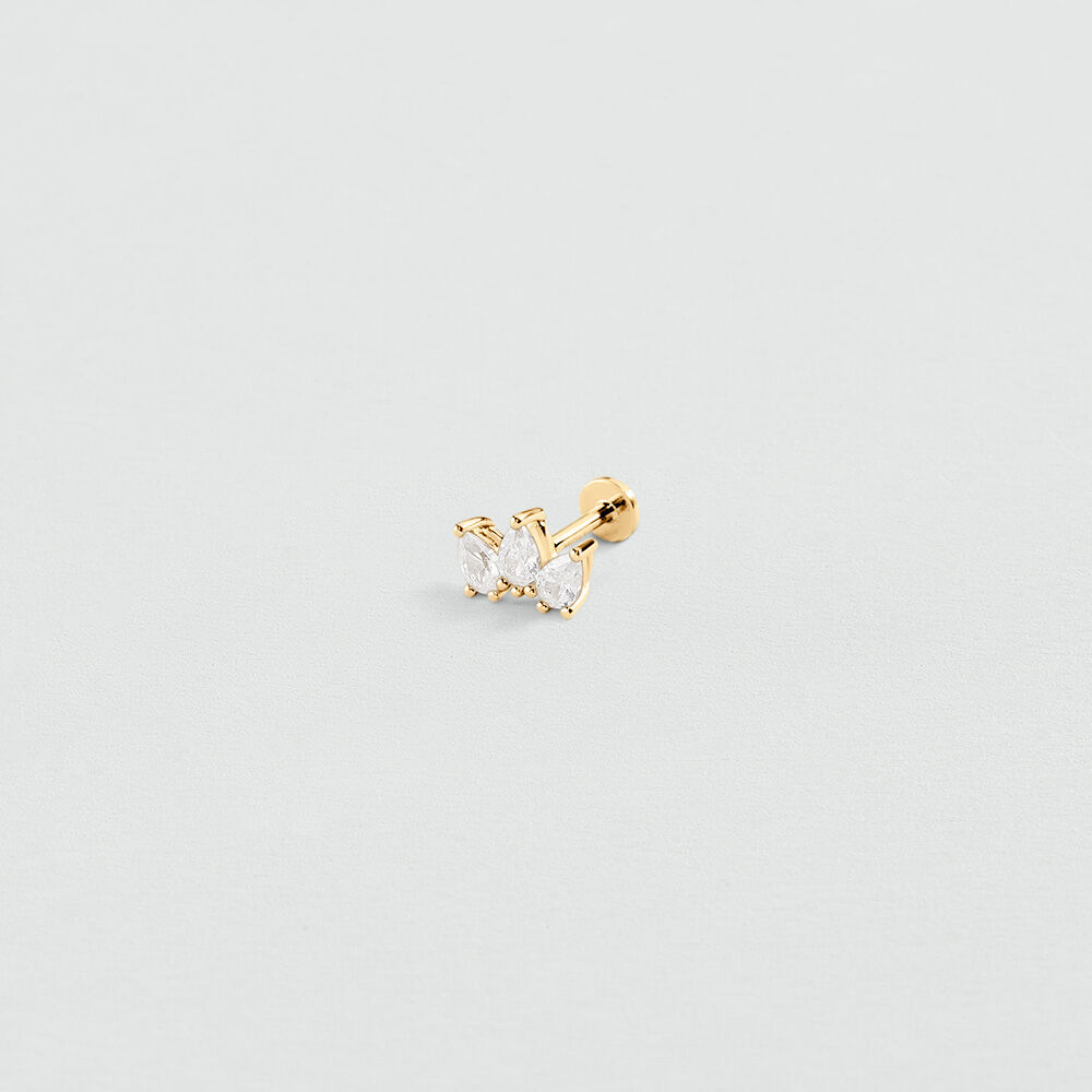 Piercing stud MIX & MATCH - Crystal / Golden - Genuine silver  | Agatha