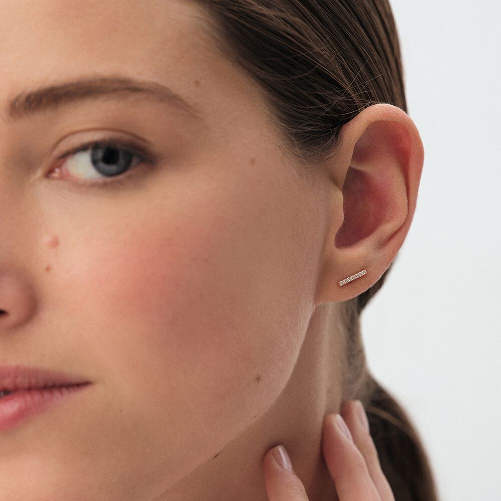 Stud earrings BARSHINE - Crystal / Golden - Genuine silver  | Agatha