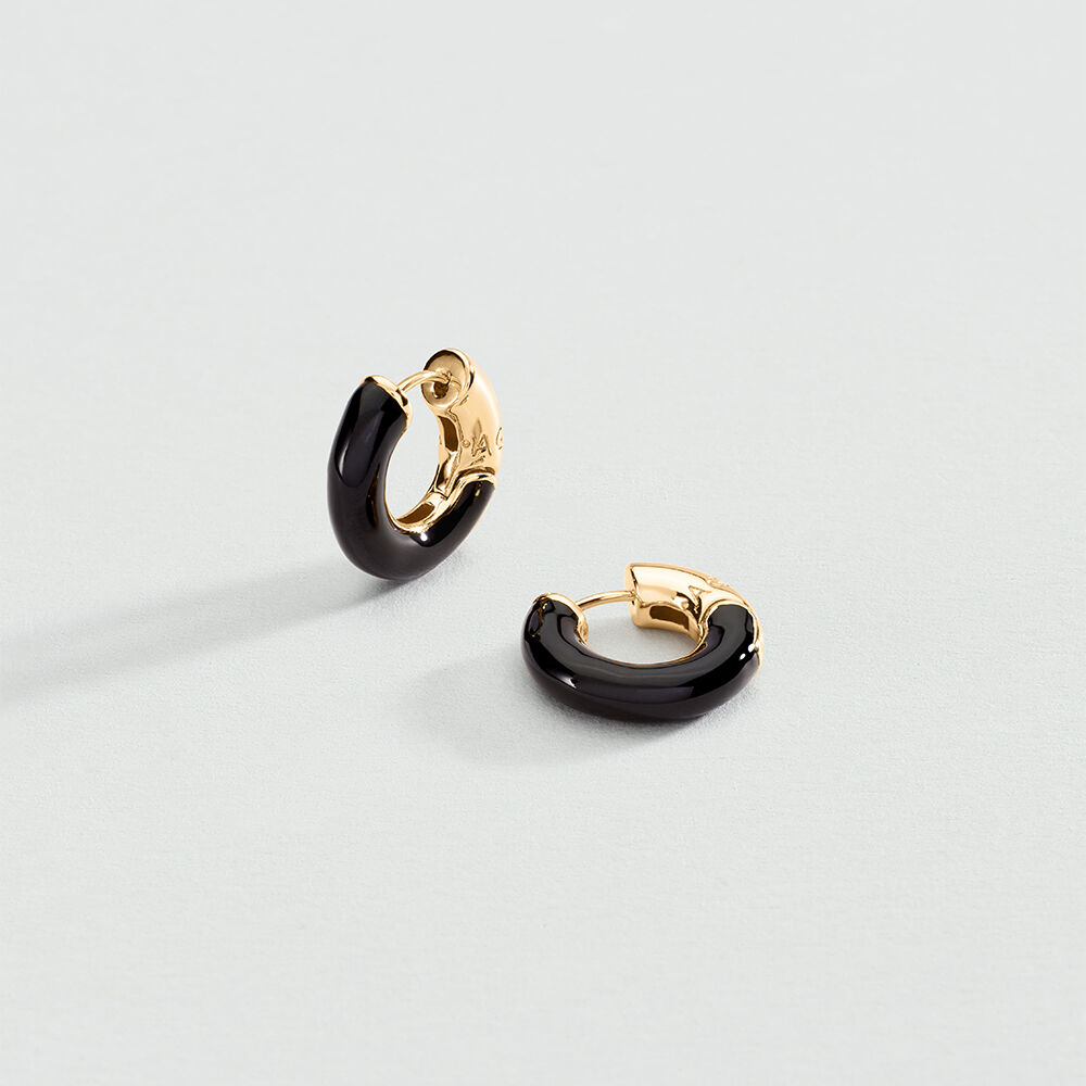 Hoops LEO - Black / Gold - Earrings  | Agatha
