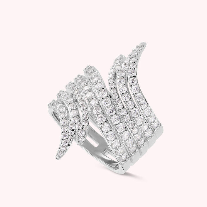 Large ring WAVY - Crystal / Silver - All jewellery  | Agatha