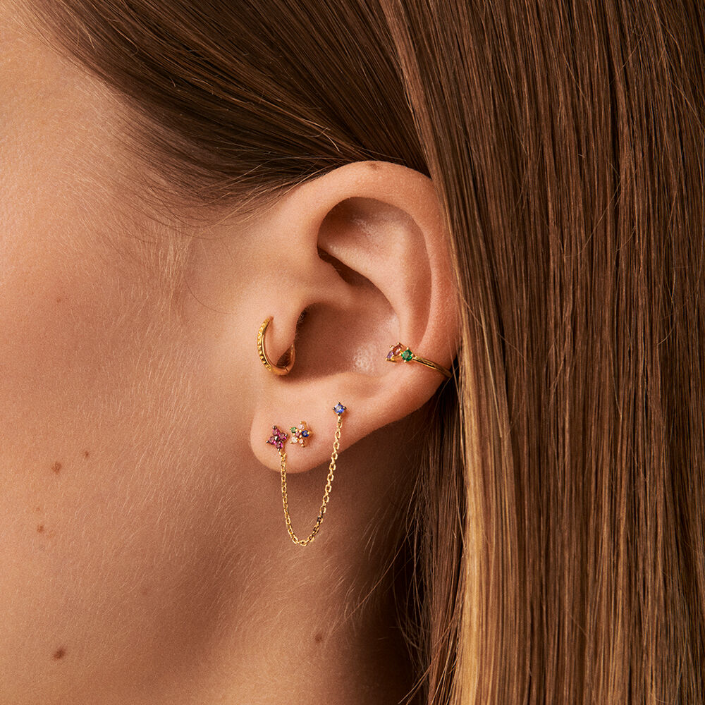 Piercing stud FLORAL - Multicolor / Gold - Coloured jewels  | Agatha