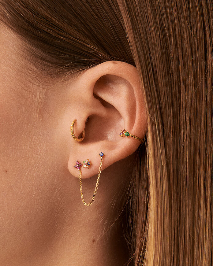 Piercing stud FLORAL - Multicolor / Gold - All jewellery  | Agatha