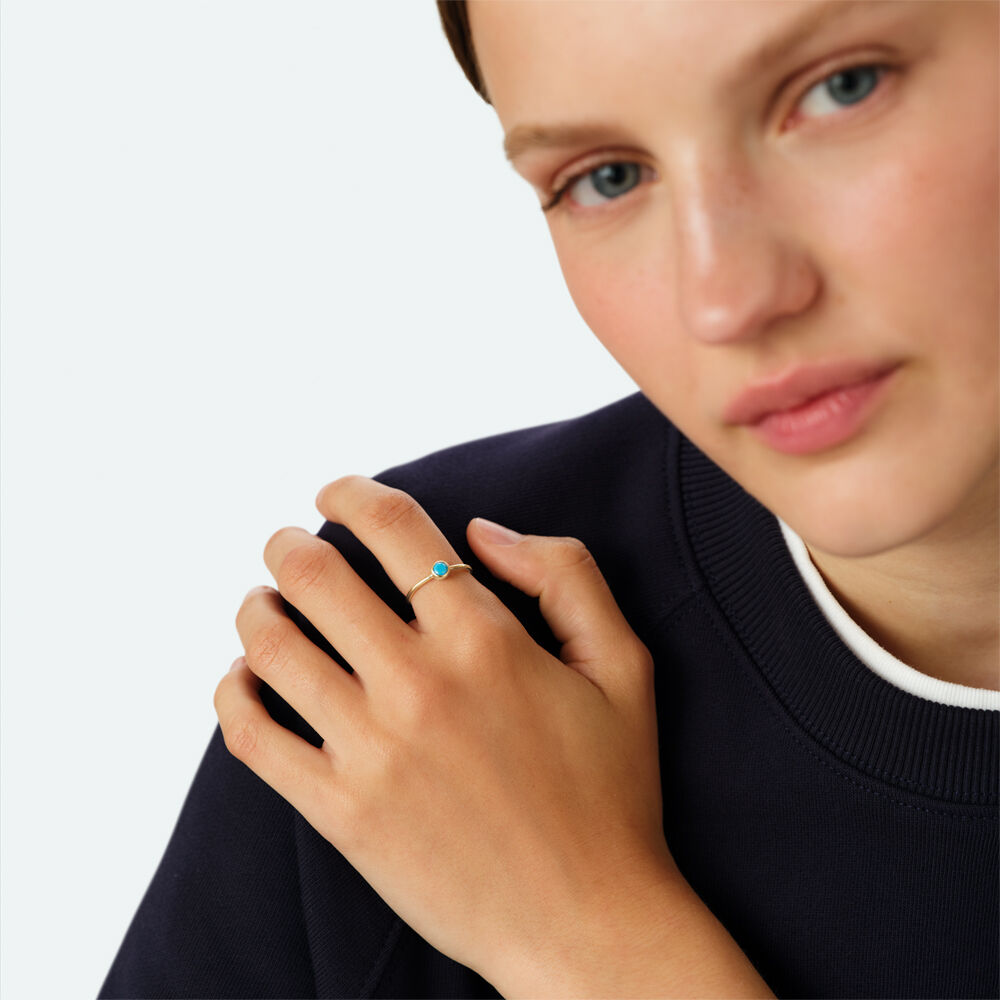 Thin ring ROUND CANDY - Turquoise / Gold - Jewellery  | Agatha