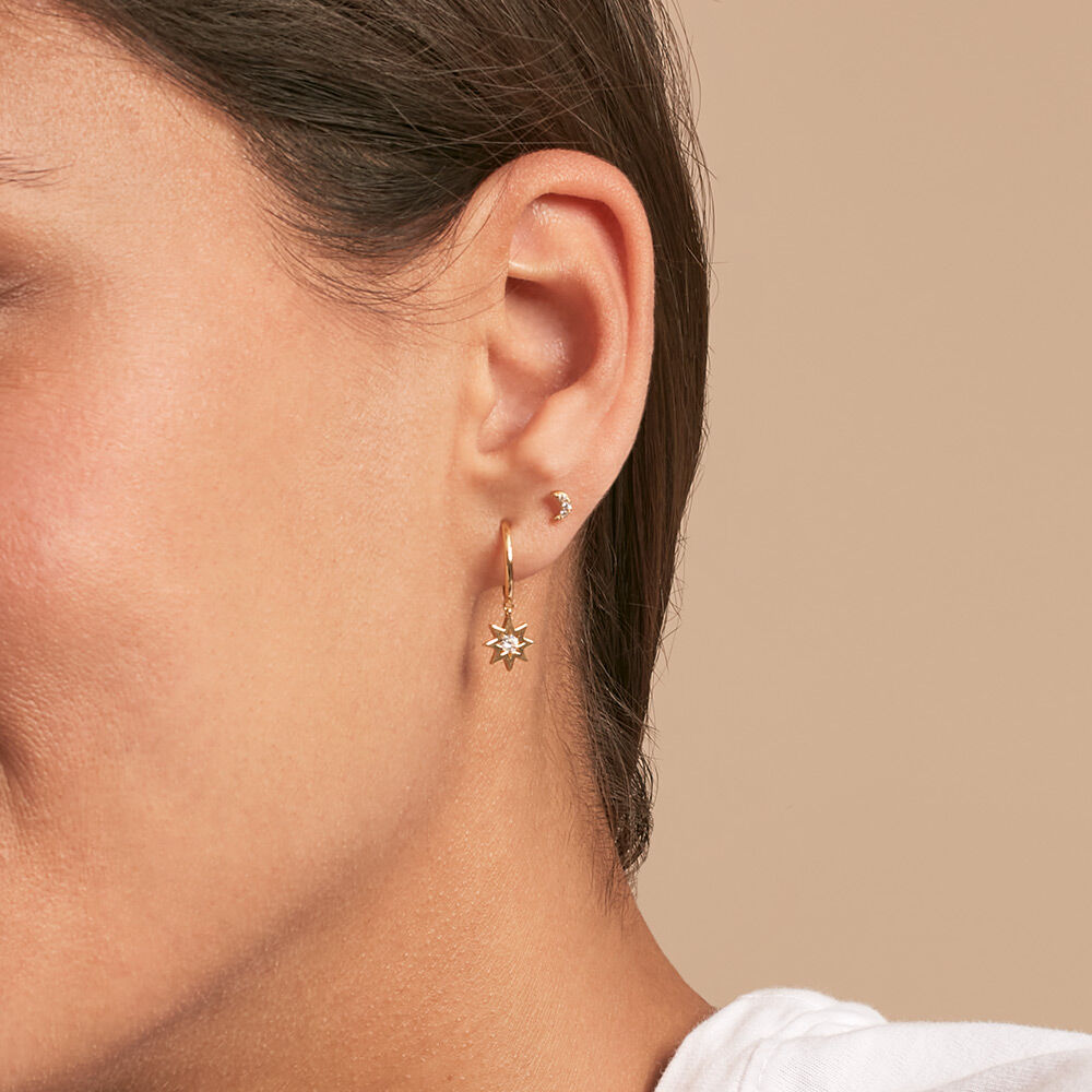 Hoop piercing BIG STAR - Crystal / Golden - Outlet  | Agatha