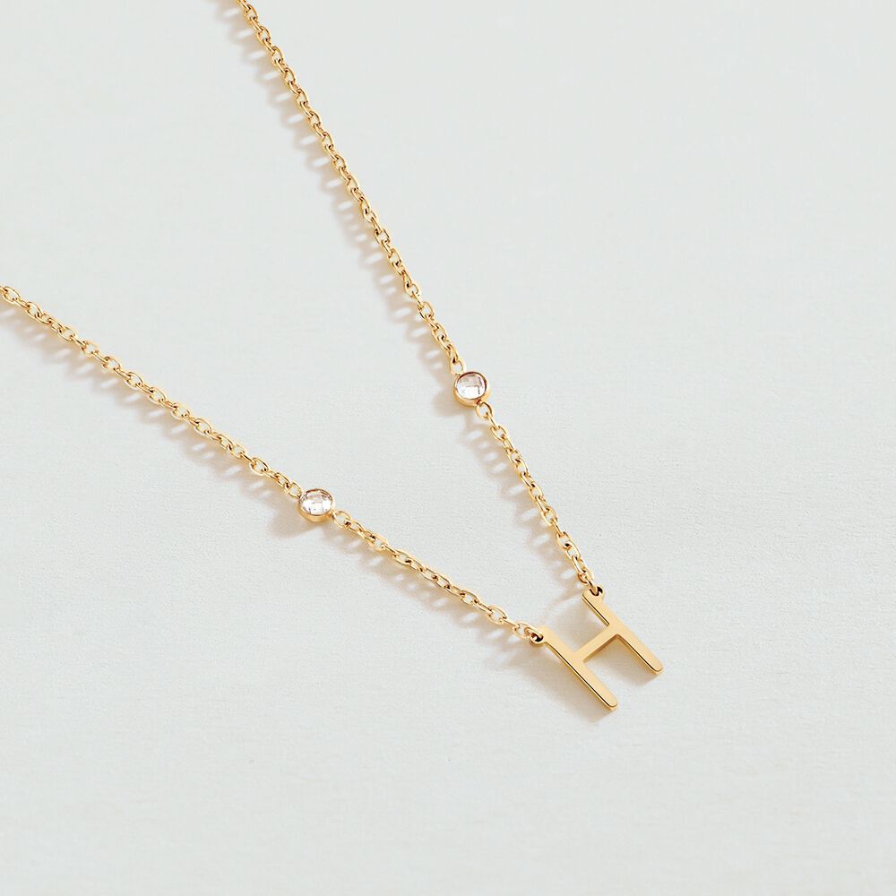 Choker necklace LETTRE H - Crystal / Golden - Choker necklace  | Agatha
