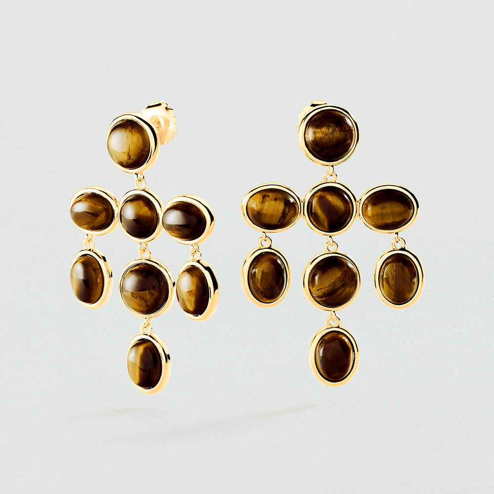 Long earrings CHANDELIER BATIGNOLLES - Brown / Gold - Earrings  | Agatha