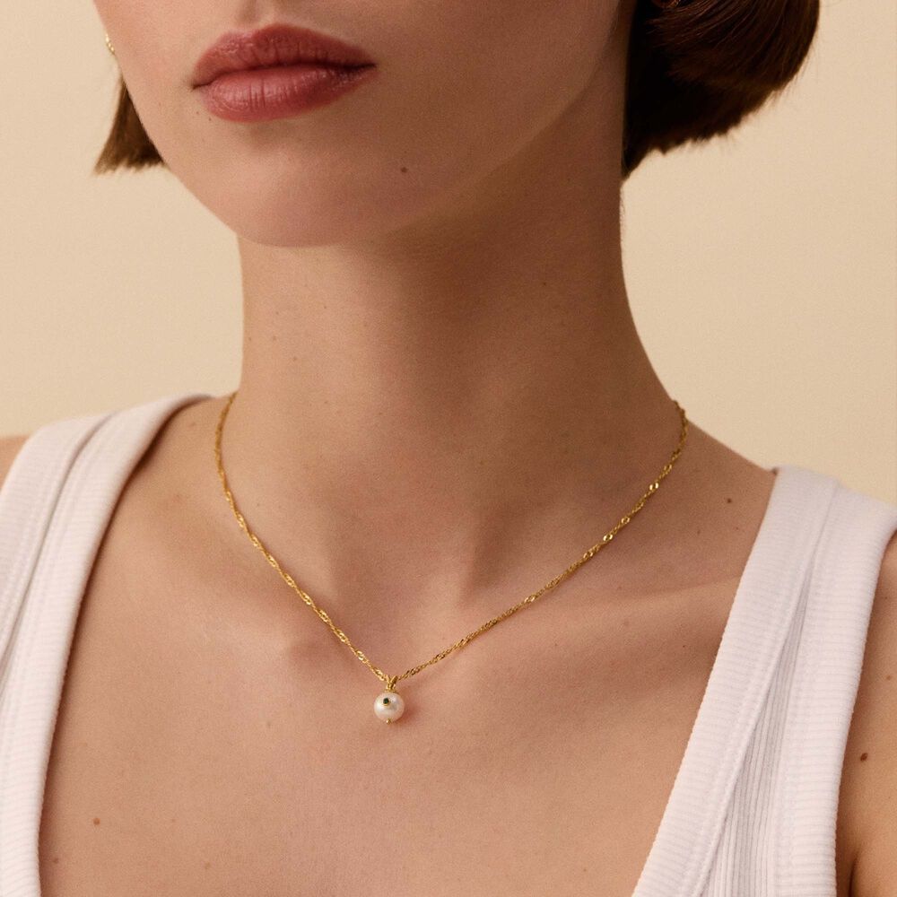 Choker necklace DIONE - Pearl / Gold - All jewellery  | Agatha