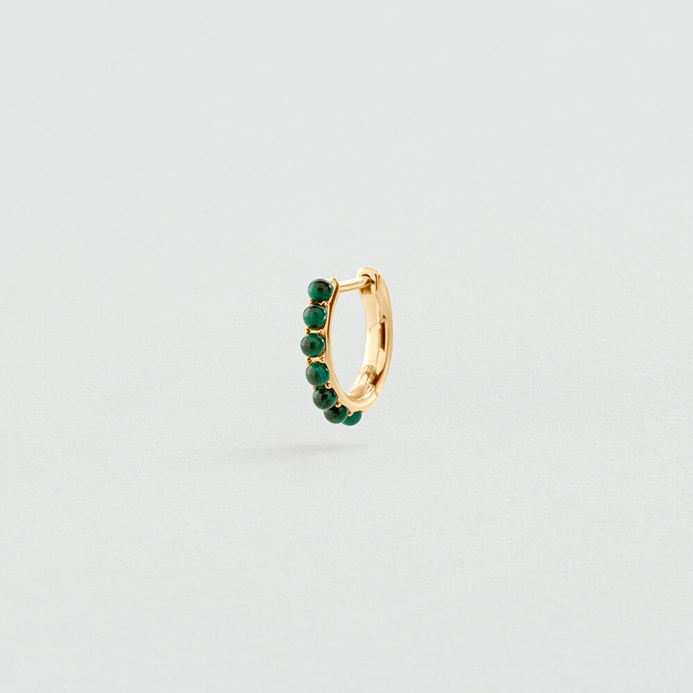Single hoop earring NATURAL STONES MIX & MATCH - Green / Golden - Earrings  | Agatha