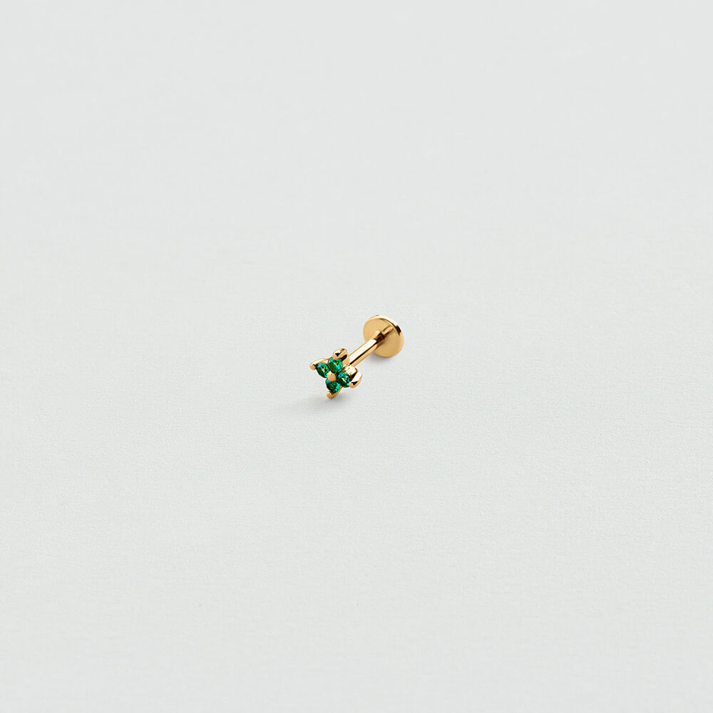 Single stud earring FLOWER MIX & MATCH - Green / Golden - Earrings  | Agatha