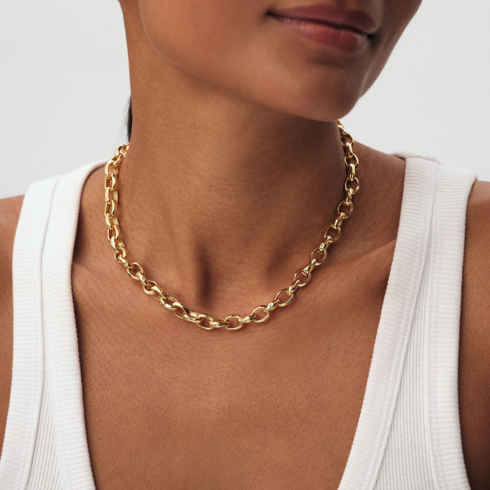 Choker necklace HAMMERED LINK - Golden - Choker necklace  | Agatha