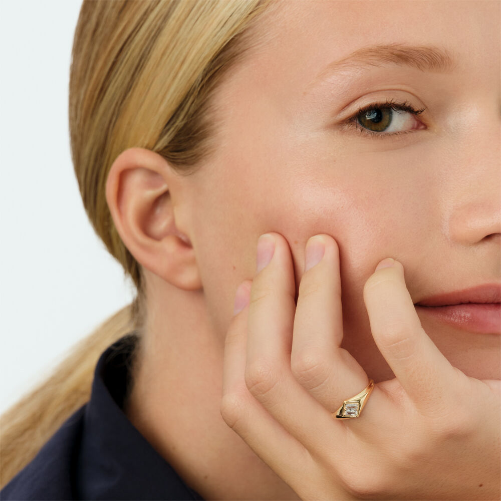Thin ring LUCKY - Crystal / Golden - Jewellery  | Agatha