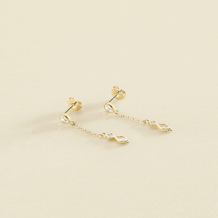 Long earrings ARISTA - Crystal / Gold - All earings  | Agatha