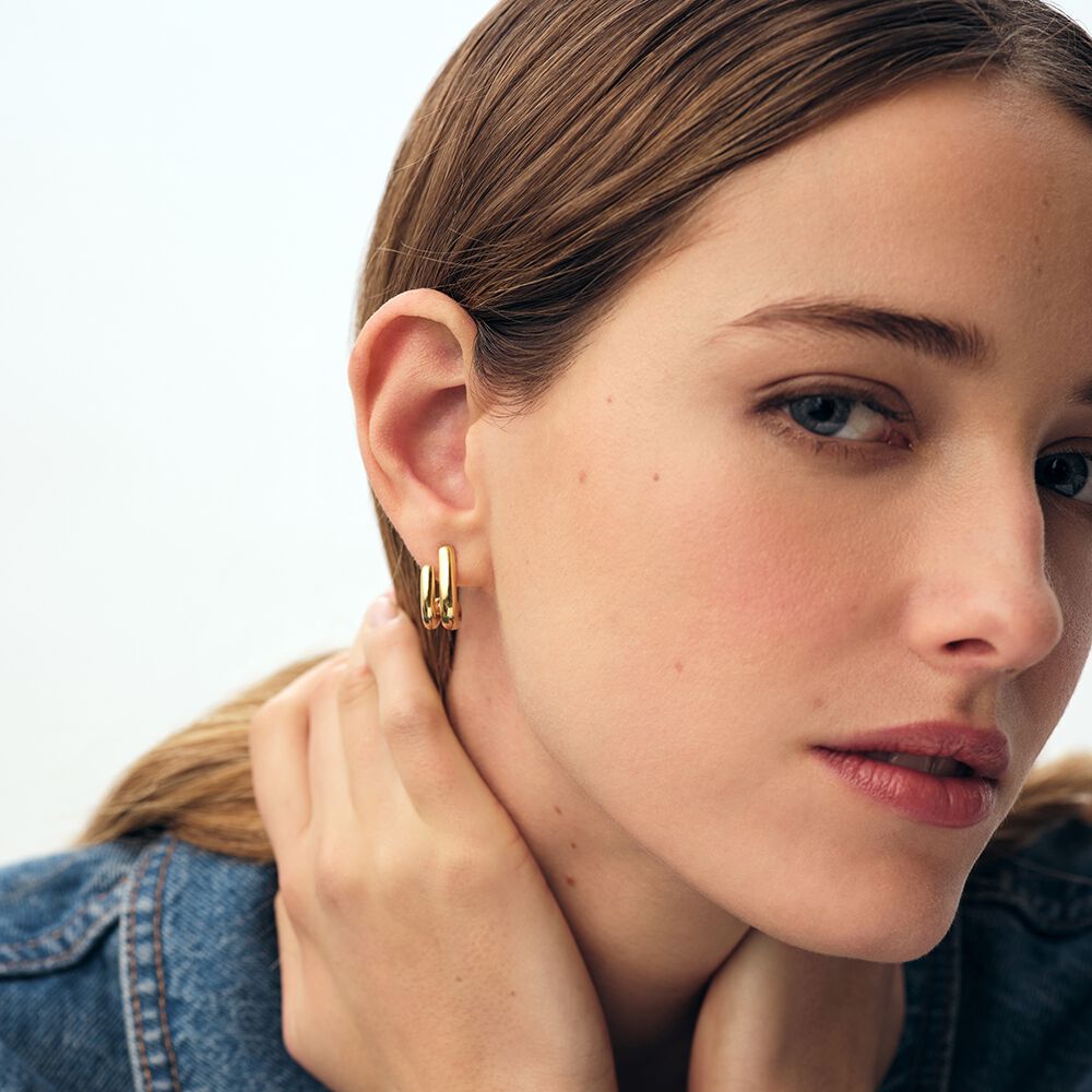 Long earrings TRIJONC - Golden - Genuine silver  | Agatha