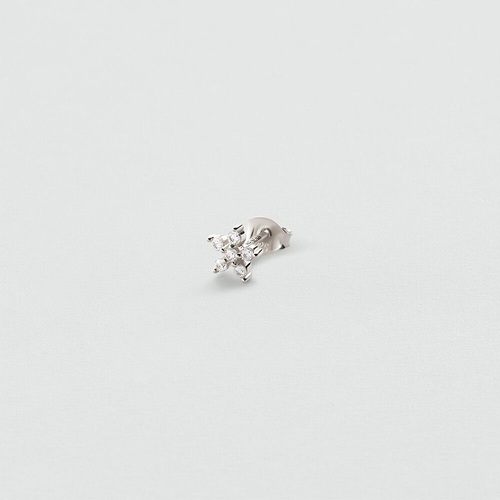 Single stud earring PAV&Eacute; FLOWER MIX & MATCH - Crystal / Silver - Earrings  | Agatha