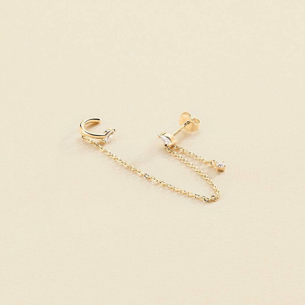 Ear cuff AMAS - Crystal / Golden - All jewellery  | Agatha