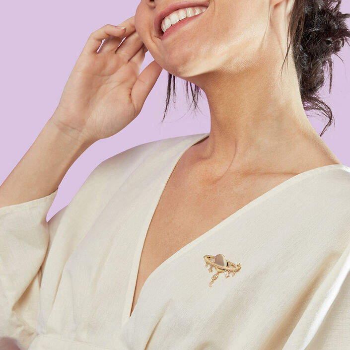Brooch BIGBANG - Crystal / Golden - Accessories  | Agatha