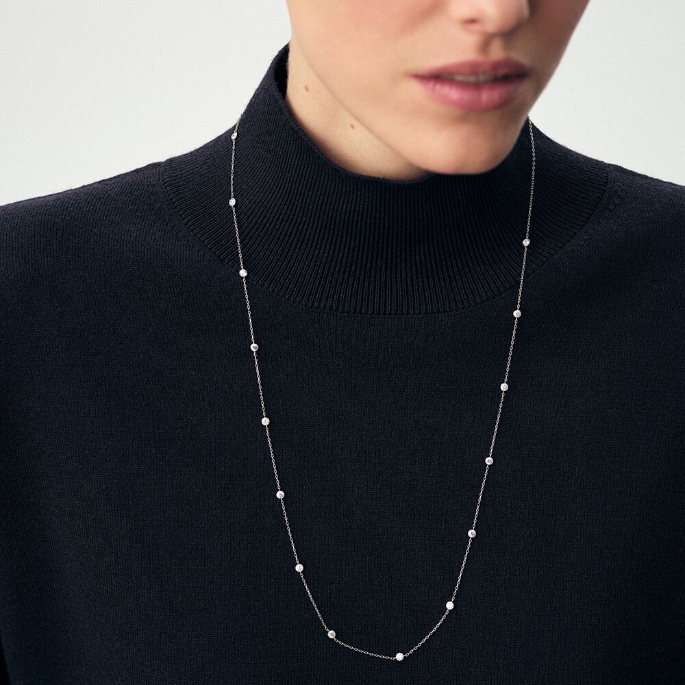 Long necklace BRILLANT - Crystal / Silver - Jewellery  | Agatha