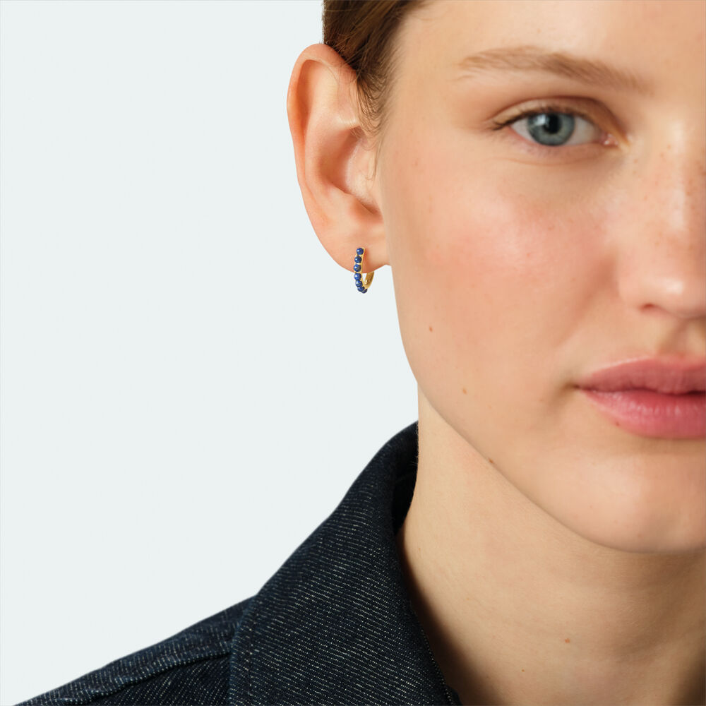 Single hoop earring NATURAL STONES MIX & MATCH - Blue / Gold - Earrings  | Agatha