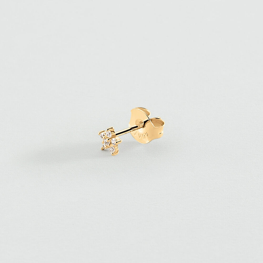 Single stud earring FLOWER MIX & MATCH - Crystal / Golden - Genuine silver  | Agatha