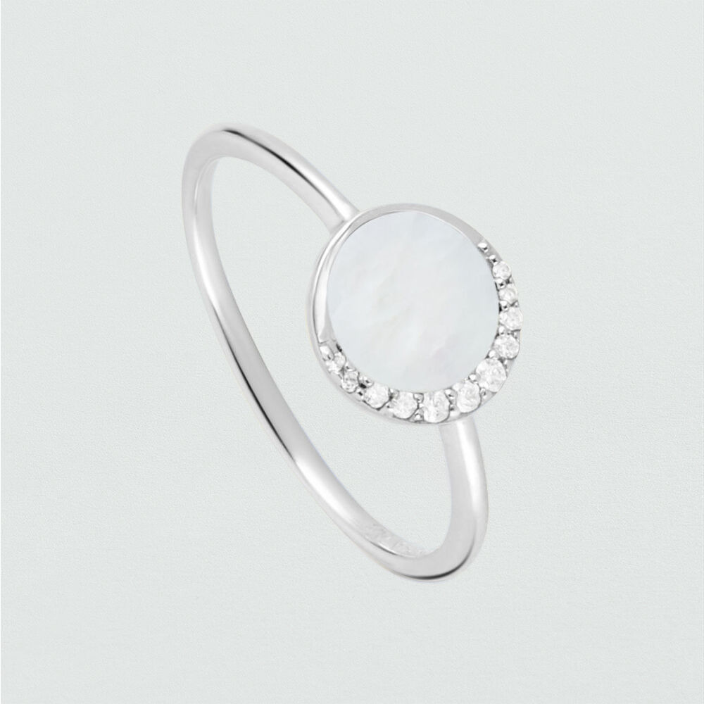 Thin ring MOONNACRE - Pearl / Silver - Rings  | Agatha