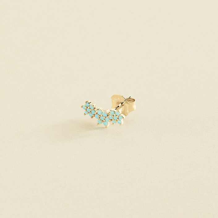 Piercing stud TRIOFLOR - Turquoise / Gold - All jewellery  | Agatha