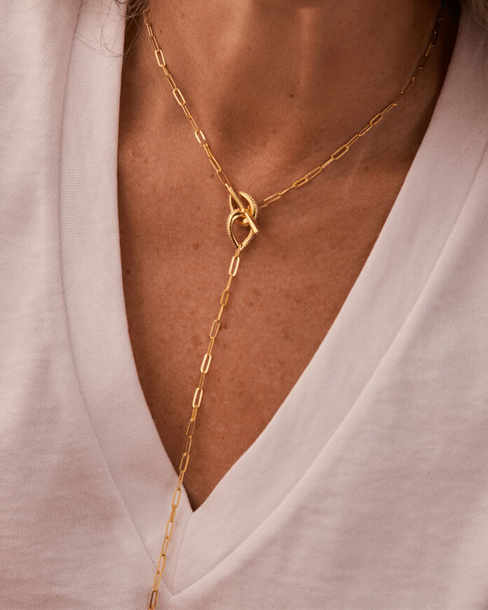 Long necklace GEMINI - Crystal / Golden - AGATHA DAYS  | Agatha