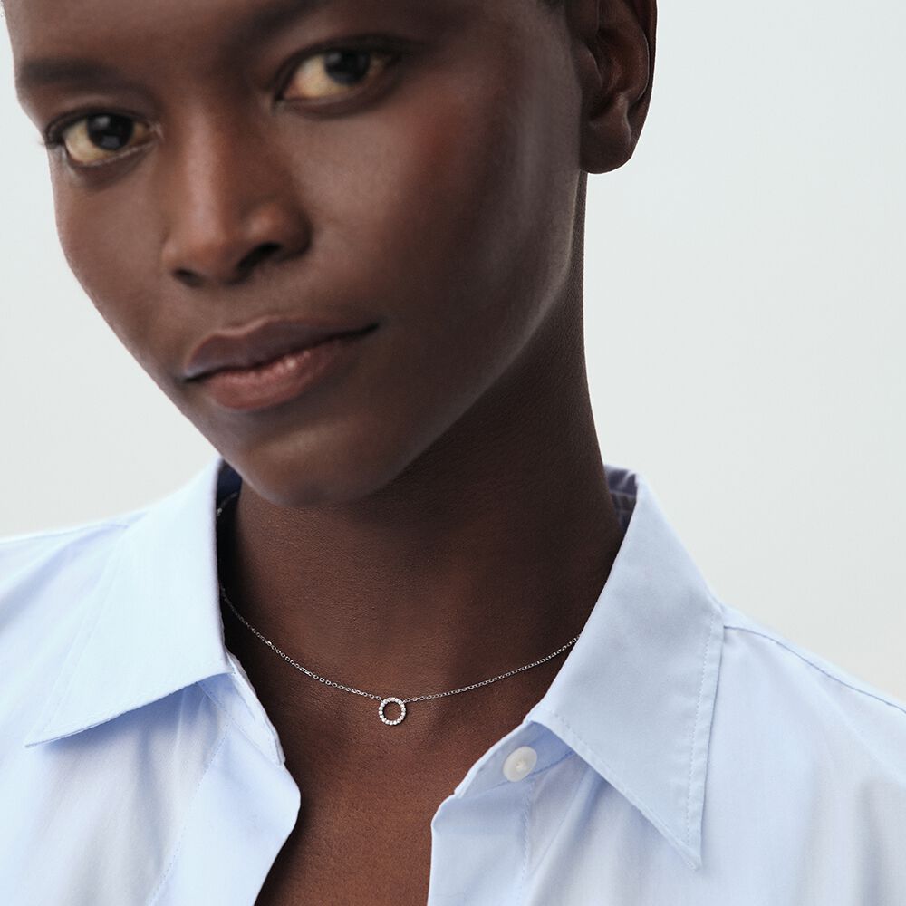 Choker necklace RONDOU - Crystal / Silver - Choker necklace  | Agatha