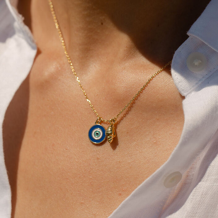 Choker necklace CYCLADES - Blue / Gold - All jewellery  | Agatha