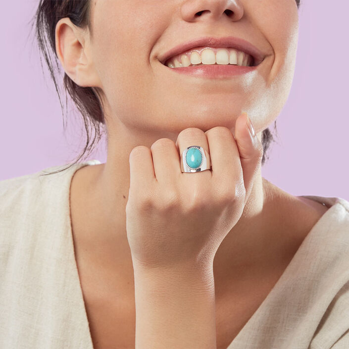 Large ring ALOHA - Turquoise / Silver - All jewellery  | Agatha
