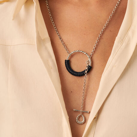 Long necklace TWIGGY - Silver / Dark Blue - 19:38  | Agatha