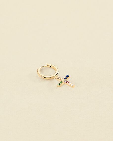 Hoop piercing CROSS - Multicolor / Gold - All jewellery  | Agatha