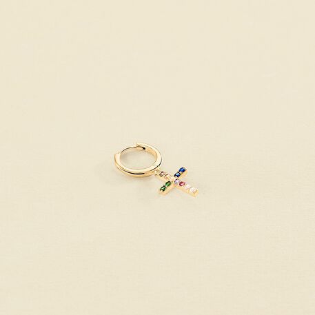 Hoop piercing CROSS - Multicolor / Gold - All jewellery  | Agatha