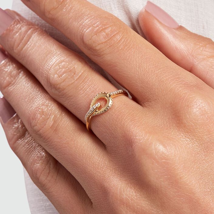 Thin ring GEMINI - Crystal / Gold - All jewellery  | Agatha