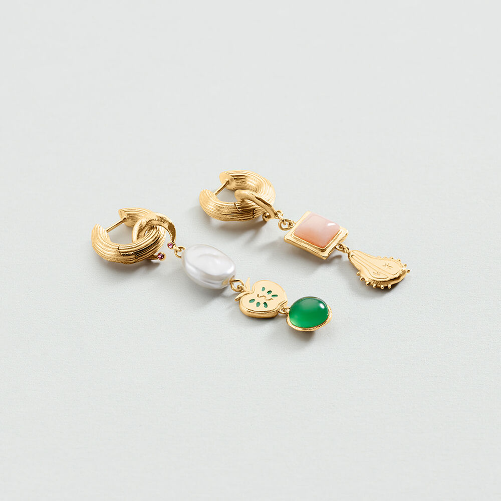 Long earrings PANGEA - Multicolor / Gold - Earrings  | Agatha