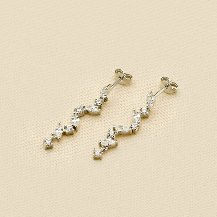 Long earrings PLEIADES - Crystal / Silver - All earings  | Agatha