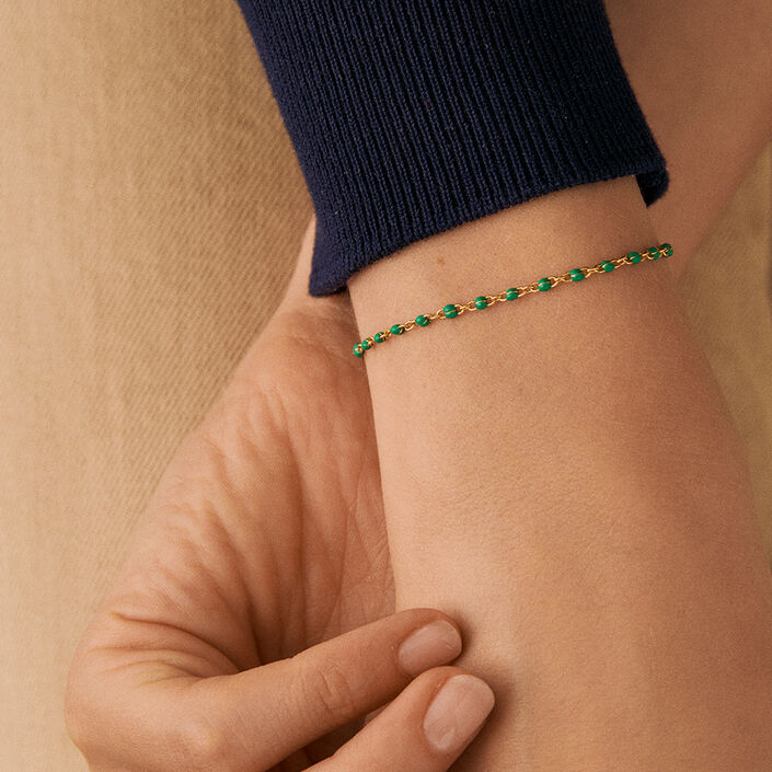 Link bracelet SMARTY - Green / Gold - All bracelets  | Agatha