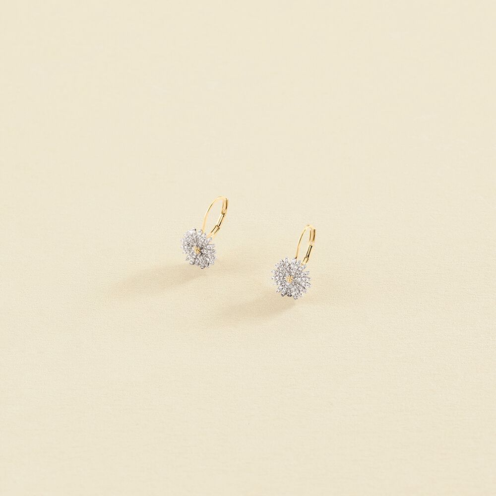 Long earrings BLOSSOM - Crystal / Golden - All jewellery  | Agatha
