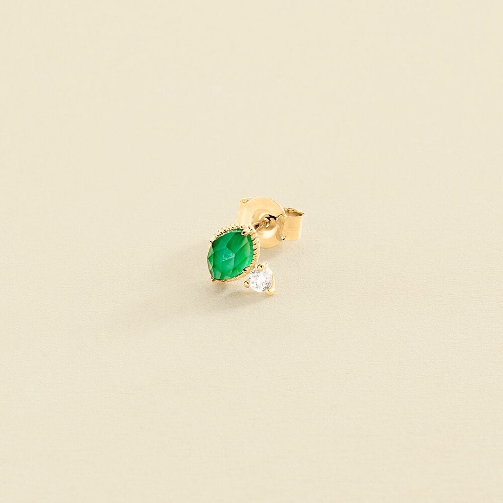 Piercing stud MIX & MATCH - Green / Golden - All jewellery  | Agatha