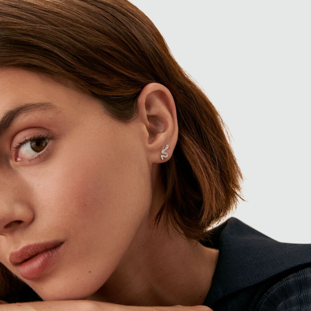 Piercing stud SNAKY - Crystal / Silver - Genuine silver  | Agatha