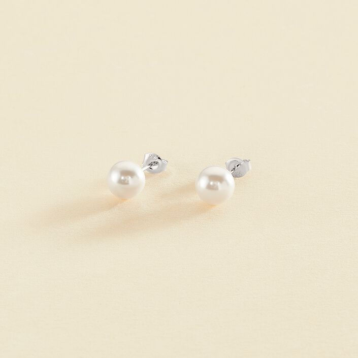 Stud earrings PERL - Pearl / Silver - All earings  | Agatha
