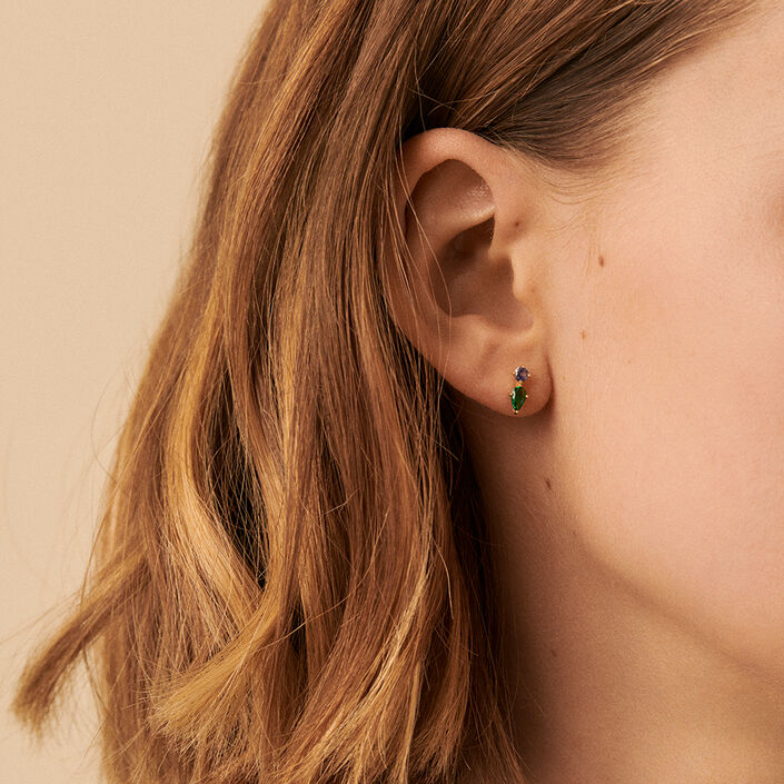 Stud earrings ASTRE - Green / Golden - All earings  | Agatha